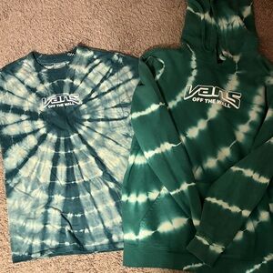 Vans Green and White Tie-Dye Shirt and Hoodie